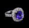 2.85 ctw Tanzanite and Diamond Ring - 14KT White Gold