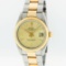 Rolex Two-Tone Champagne Index Fluted Bezel Midsize DateJust Watch