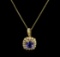 2.27 ctw Tanzanite and Diamond Pendant With Chain - 14KT Yellow Gold