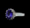 3.05 ctw Tanzanite and Diamond Ring - 14KT White Gold