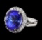 GIA Cert 13.23 ctw Tanzanite and Diamond Ring - 14KT White Gold