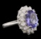 14KT White Gold 4.34 ctw Tanzanite and Diamond Ring