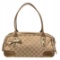 Gucci Gold Beige Monogram Metallic Leather Bowling Bag