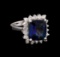 6.25 ctw Tanzanite and Diamond Ring - 14KT White Gold