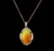 17.30 ctw Opal and Diamond Pendant With Chain - 14KT Rose Gold