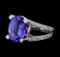 7.37 ctw Tanzanite and Diamond Ring - 14KT White Gold