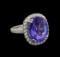 10.35 ctw Tanzanite and Diamond Ring - 14KT White Gold