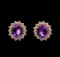 12.00 ctw Amethyst and Diamond Earrings - 14KT Rose Gold