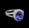 2.97 ctw Tanzanite and Diamond Ring - 14KT White Gold