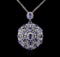 14KT White Gold 18.08 ctw Tanzanite and Diamond Pendant With Chain