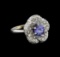 14KT White Gold 1.76 ctw Tanzanite and Diamond Ring