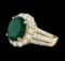 3.60 ctw Emerald and Diamond Ring - 14KT Yellow Gold