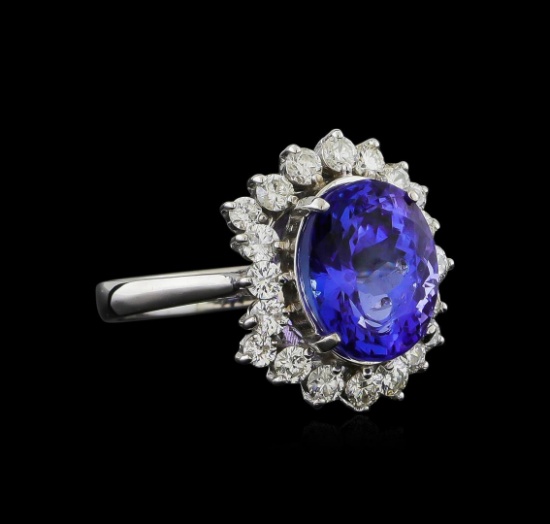 14KT White Gold 3.88 ctw Tanzanite and Diamond Ring