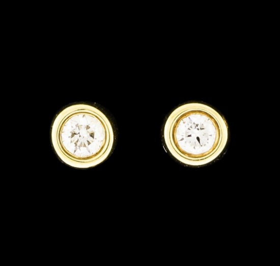 0.07 ctw Diamond Stud Earrings - 14KT Yellow Gold