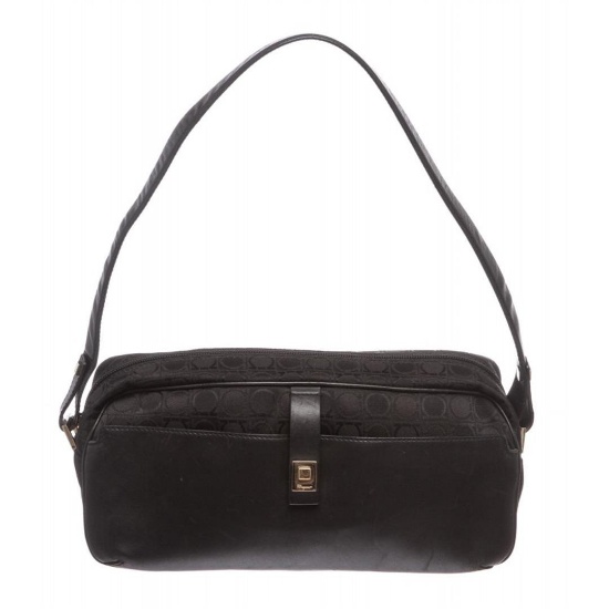 Salvatore Ferragamo Black Canvas Shoulder Handbag