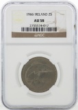 1966 Ireland Eire Floirin 2 Shilling Coin NGC AU58