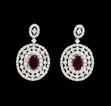 1.59 ctw Ruby and Diamond Earrings - 18KT White Gold