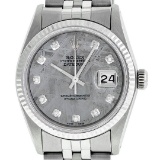 Rolex Mens 36mm Stainless Steel Meteorite Diamond Datejust Wristwatch