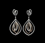 1.83 ctw Diamond Earrings - 14KT Rose and White Gold