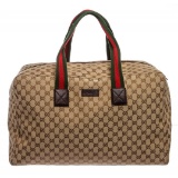 Gucci Beige Brown Monogram Canvas Duffle Bag Luggage