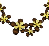 Flower Hand Painted Necklace - Gold Plated