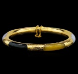 Jade Bangle Bracelet - 14KT Yellow Gold