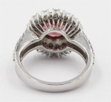 1.63 ctw Pink Tourmaline and Diamond Ring - 14KT White Gold