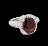 4.05 ctw Ruby and Diamond Ring - 18KT White Gold