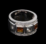 0.54 ctw Citrine and White Sapphire Ring - .925 Silver