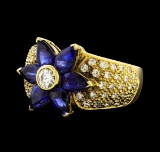2.93 ctw Sapphire and Diamond Ring - 18KT Yellow Gold