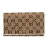 Gucci Beige Tan Monogram Canvas Leather Continental Wallet