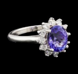 2.70 ctw Tanzanite and Diamond Ring - 14KT White Gold