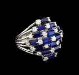 5.00 ctw Sapphire and Diamond Ring - 14KT White Gold