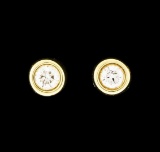 0.07 ctw Diamond Stud Earrings - 14KT Yellow Gold