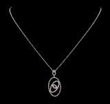 0.25 ctw Green Turquoise and Diamond Pendant With Chain - 14KT White Gold