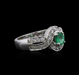 14KT White Gold 0.82 ctw Emerald and Diamond Ring