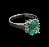 2.78 ctw Emerald and Diamond Ring - 14KT White Gold