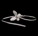 0.88 ctw Diamond Bangle Bracelet - 14KT White Gold