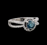 1.40 ctw Fancy Blue Diamond Ring - 14KT White Gold