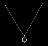 5.01 ctw Emerald and Diamond Pendant With Chain - 14KT White Gold