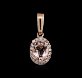 14KT Rose Gold 0.69 ctw Morganite and Diamond Pendant