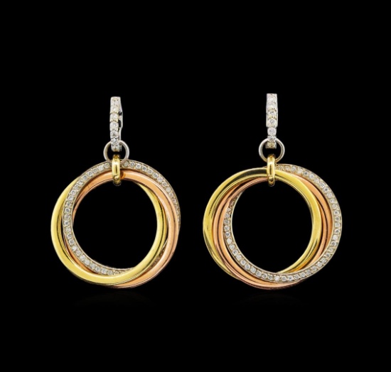 14KT Tri-Color Gold 0.90 ctw Diamond Earrings