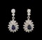 14KT White Gold 1.16 ctw Sapphire and Diamond Earrings