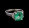 3.36 ctw Emerald and Diamond Ring - 14KT White Gold