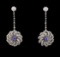 1.21 ctw Tanzanite And Diamond Earrings - 14KT White Gold