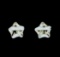 Glossy Star Shaped Post Earrings - Rhodium Plated