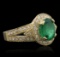 14KT Yellow Gold 2.05 ctw Emerald and Diamond Ring