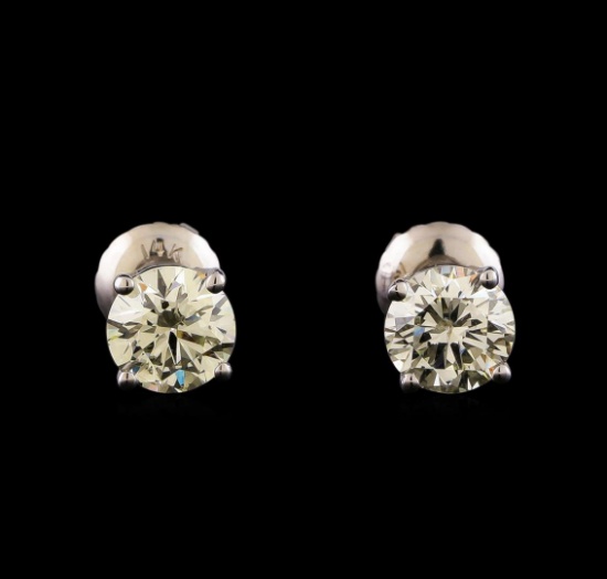 14KT White Gold 1.34 ctw Diamond Solitaire Earrings