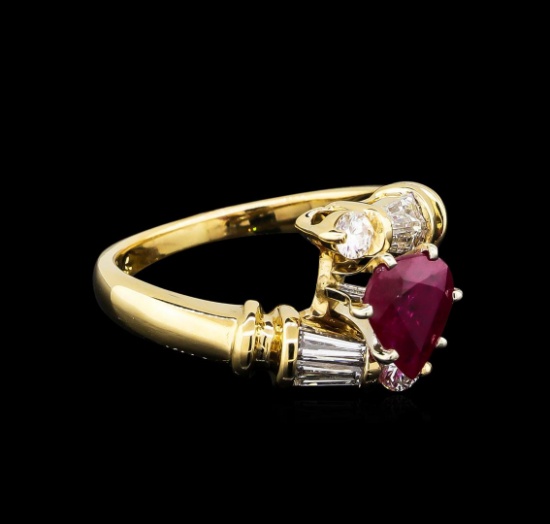 1.26 ctw Ruby and Diamond Ring - 14KT Yellow Gold