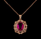 14KT Rose Gold 2.25 ctw Tourmaline and Diamond Pendant With Chain